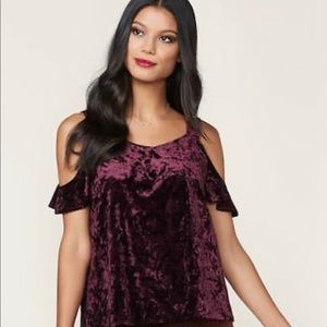 LC Lauren Conrad Red Wine  Crushed Velvet Top L